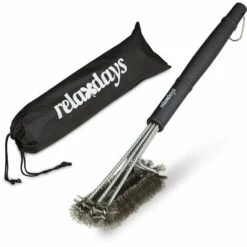 Relaxdays Brosse Pour Barbecue En Inox Brosse Grill Nettoyage En Acier BBQ 45 Cm, Noir