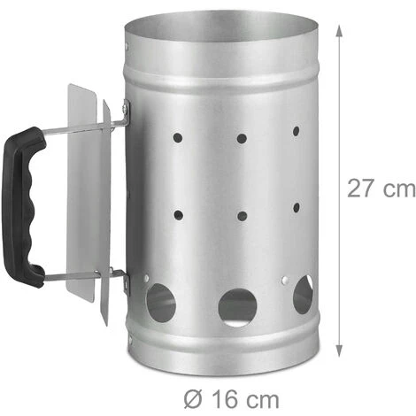 Relaxdays Cheminée D’allumage Charbon En Acier Allume Feu Cheminée Barbecue Grill HxD: 27 X 16 Cm, Grill Starter, Argent 2 Relaxdays Cheminée D’allumage Charbon En Acier Allume Feu Cheminée Barbecue Grill HxD: 27 X 16 Cm, Grill Starter, Argent – Image 2