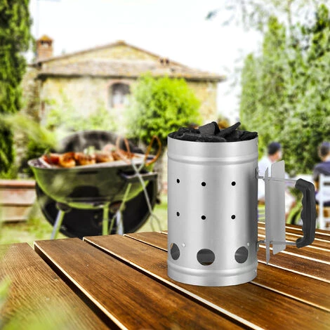Relaxdays Cheminée D’allumage Charbon En Acier Allume Feu Cheminée Barbecue Grill HxD: 27 X 16 Cm, Grill Starter, Argent 5 Relaxdays Cheminée D’allumage Charbon En Acier Allume Feu Cheminée Barbecue Grill HxD: 27 X 16 Cm, Grill Starter, Argent – Image 5