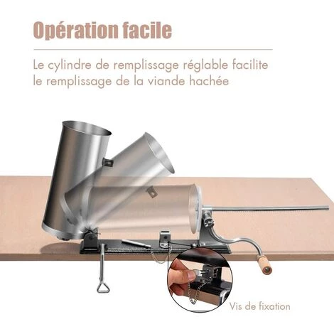 COSTWAY Machine à Saucisse Poussoir à Saucisse 4 Tubes Différantes Viande Hachée En Acier Inoxydable Hachoir à Viande Manuel 3 , 6 L 4 COSTWAY Machine à Saucisse Poussoir à Saucisse 4 Tubes Différantes Viande Hachée En Acier Inoxydable Hachoir à Viande Manuel 3 , 6 L – Image 4