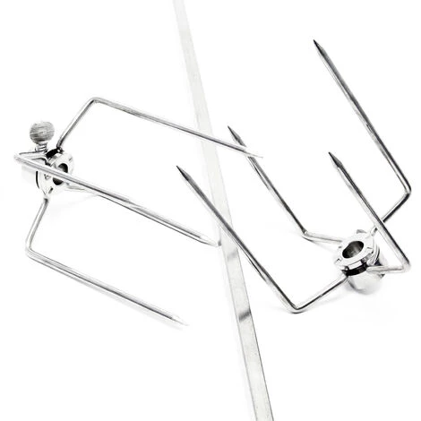 WILTEC Broche BBQ 97cm 230V En Acier Affiné 2 Fourches Incluses Broches Grillade Rôtisserie Grill 2 WILTEC Broche BBQ 97cm 230V En Acier Affiné 2 Fourches Incluses Broches Grillade Rôtisserie Grill – Image 2