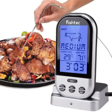FISHTEC® Thermomètre-Sonde De Cuisson Numérique Sans Fil - Four Et Barbecue - Minuteur Et Alarme 1 FISHTEC® Thermomètre-Sonde De Cuisson Numérique Sans Fil - Four Et Barbecue - Minuteur Et Alarme