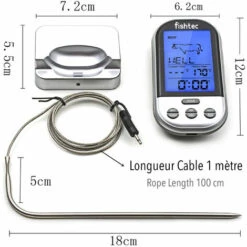 FISHTEC® Thermomètre-Sonde De Cuisson Numérique Sans Fil - Four Et Barbecue - Minuteur Et Alarme 7 FISHTEC® Thermomètre-Sonde De Cuisson Numérique Sans Fil - Four Et Barbecue - Minuteur Et Alarme -Accessoires de barbecue Soldes 13377030 3