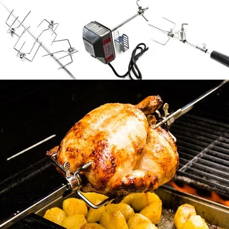 WILTEC Broche BBQ 110cm 230V En Acier Affiné 2 Fourches Incluses Tournebroche Masselotte D'équilibrage 2 WILTEC Broche BBQ 110cm 230V En Acier Affiné 2 Fourches Incluses Tournebroche Masselotte D'équilibrage – Image 2