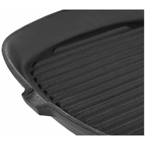 ROYAL CATERING Poêle À Frire Carrée En Fonte À Grill Nervuré Manche Bois Bord 1 8 Cm 25X25 Cm - Noir 3 ROYAL CATERING Poêle À Frire Carrée En Fonte À Grill Nervuré Manche Bois Bord 1 8 Cm 25X25 Cm - Noir – Image 3