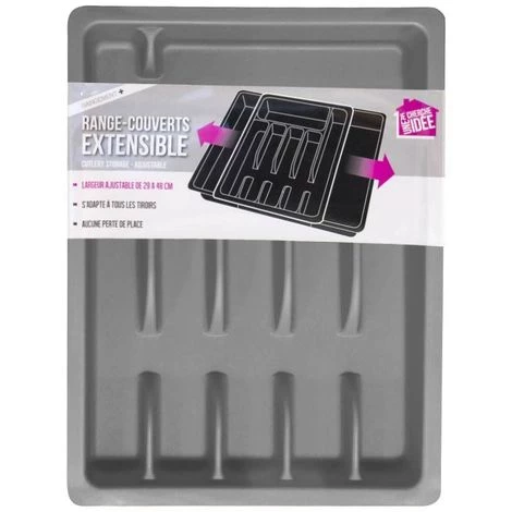 JE CHERCHE UNE IDEE Range Couverts Ajustable En Plastique Gris - Gris 3 JE CHERCHE UNE IDEE Range Couverts Ajustable En Plastique Gris - Gris – Image 3