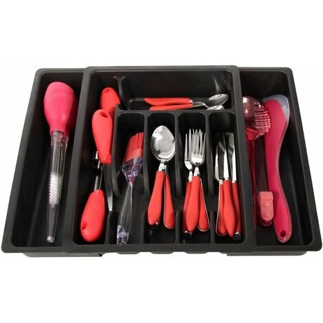 JE CHERCHE UNE IDEE Range Couverts Ajustable En Plastique Gris - Gris 4 JE CHERCHE UNE IDEE Range Couverts Ajustable En Plastique Gris - Gris – Image 4