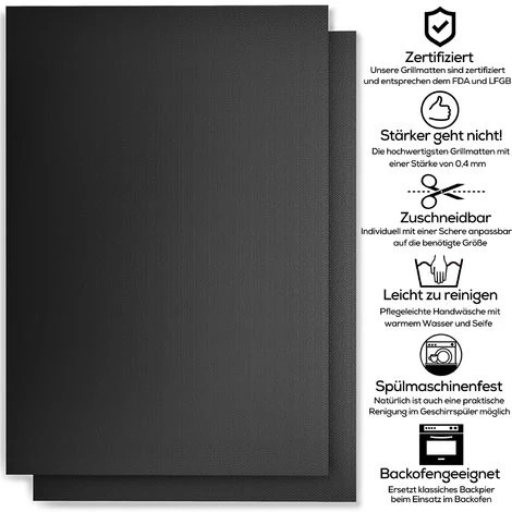 Grillas® Set De 2 Tapis De Cuisson Pour Barbecue En Silicone | Revêtement Antiadhésif Jusqu'à 300 ° C | 40x50 Cm | Convient Pour Barbecue à Gaz, Grill Charbon Et Grill électrique | Adapté Au Four 2 Grillas® Set De 2 Tapis De Cuisson Pour Barbecue En Silicone | Revêtement Antiadhésif Jusqu'à 300 ° C | 40x50 Cm | Convient Pour Barbecue à Gaz, Grill Charbon Et Grill électrique | Adapté Au Four – Image 2