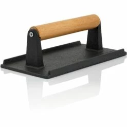 BBQ-Toro Presse à Hamburger En Fonte 1 Kg | 21 X 11 Cm | Poids De Viande Pour Burgers Avec Poignée En Bois