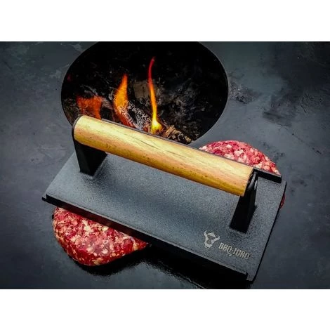 BBQ-Toro Presse à Hamburger En Fonte 1 Kg | 21 X 11 Cm | Poids De Viande Pour Burgers Avec Poignée En Bois 3 BBQ-Toro Presse à Hamburger En Fonte 1 Kg | 21 X 11 Cm | Poids De Viande Pour Burgers Avec Poignée En Bois – Image 3