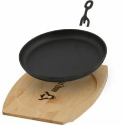BBQ-Toro Poêle De Service Avec Sous-plat En Bois | Ø 22 Cm | Poêle à Griller