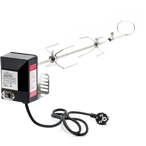 WILTEC Tournebroche BBQ 82cm 230V En Acier Affiné 2 Fourches Incluses Broches Grillade Rôtisserie 2 WILTEC Tournebroche BBQ 82cm 230V En Acier Affiné 2 Fourches Incluses Broches Grillade Rôtisserie – Image 2