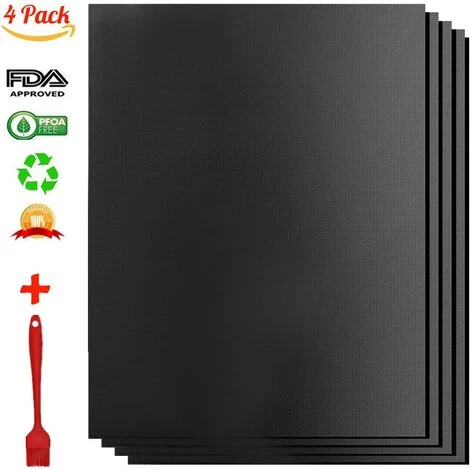 Tapis De Cuisson Pour Barbecue Et Four, Lot De 4 Tapis BBQ Anti-adhérent Réutilisable Nettoyable, Idéal Au Gaz Charbon, 330 X 400 X 0.2 Mm LangRay - Noir 1 Tapis De Cuisson Pour Barbecue Et Four, Lot De 4 Tapis BBQ Anti-adhérent Réutilisable Nettoyable, Idéal Au Gaz Charbon, 330 X 400 X 0.2 Mm LangRay - Noir