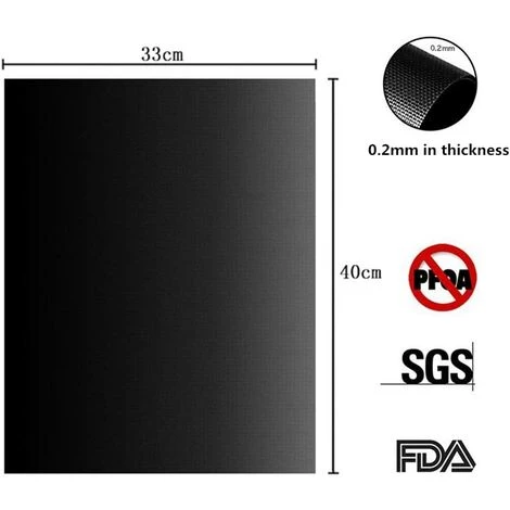 Tapis De Cuisson Pour Barbecue Et Four, Lot De 4 Tapis BBQ Anti-adhérent Réutilisable Nettoyable, Idéal Au Gaz Charbon, 330 X 400 X 0.2 Mm LangRay - Noir 2 Tapis De Cuisson Pour Barbecue Et Four, Lot De 4 Tapis BBQ Anti-adhérent Réutilisable Nettoyable, Idéal Au Gaz Charbon, 330 X 400 X 0.2 Mm LangRay - Noir – Image 2