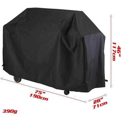 LANGRAY Housse Barbecue, Bache Barbecue, Couverture Imperméable De Barbecue, Couvercle De Gril, Bache De Protection BBQ Anti-UV/Anti-l'eau/Anti-l'humidité - 190x71x117cm - Noir 2 LANGRAY Housse Barbecue, Bache Barbecue, Couverture Imperméable De Barbecue, Couvercle De Gril, Bache De Protection BBQ Anti-UV/Anti-l'eau/Anti-l'humidité - 190x71x117cm - Noir – Image 2