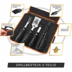 DEUBA Set 5 Ustensiles De Barbecue Pince Fourchette Spatule Pinceau Sac BBQ Acier Inox 7 DEUBA Set 5 Ustensiles De Barbecue Pince Fourchette Spatule Pinceau Sac BBQ Acier Inox -Accessoires de barbecue Soldes 23578523 3