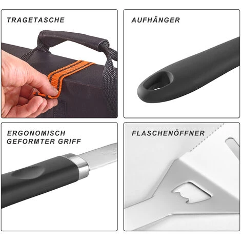 DEUBA Set 5 Ustensiles De Barbecue Pince Fourchette Spatule Pinceau Sac BBQ Acier Inox 4 DEUBA Set 5 Ustensiles De Barbecue Pince Fourchette Spatule Pinceau Sac BBQ Acier Inox – Image 4