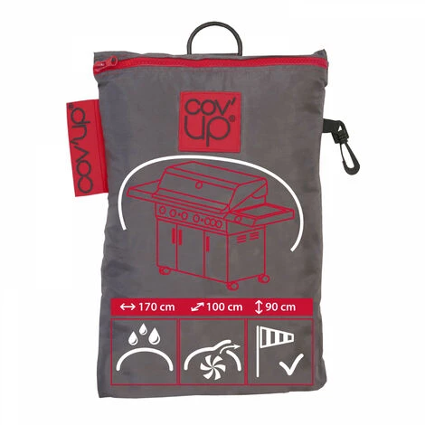 Housse Barbecue Rectangulaire 170 X 100 X 90 Cm Grise Cov'Up - Gris 3 Housse Barbecue Rectangulaire 170 X 100 X 90 Cm Grise Cov'Up - Gris – Image 3