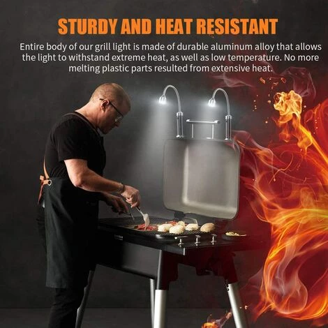 BEARSU Lampe Pour Barbecue Lot De 2 Lumières LED De Gril BBQ Avec Base Magnétique Rotation à 360 Degrés Flexible Réglable Pour Barbecue, Camping, Fête, Extérieur 2 BEARSU Lampe Pour Barbecue Lot De 2 Lumières LED De Gril BBQ Avec Base Magnétique Rotation à 360 Degrés Flexible Réglable Pour Barbecue, Camping, Fête, Extérieur – Image 2