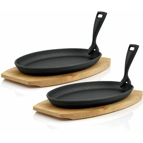 BBQ-Toro Set De Poêles à Servir Avec Socle En Bois | 27 X 18 X 3 Cm - Ovale 1 BBQ-Toro Set De Poêles à Servir Avec Socle En Bois | 27 X 18 X 3 Cm - Ovale