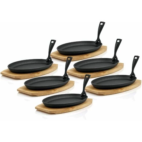 BBQ-Toro Set De Poêles à Servir Avec Socle En Bois | 27 X 18 X 3 Cm - Ovale 1 BBQ-Toro Set De Poêles à Servir Avec Socle En Bois | 27 X 18 X 3 Cm - Ovale