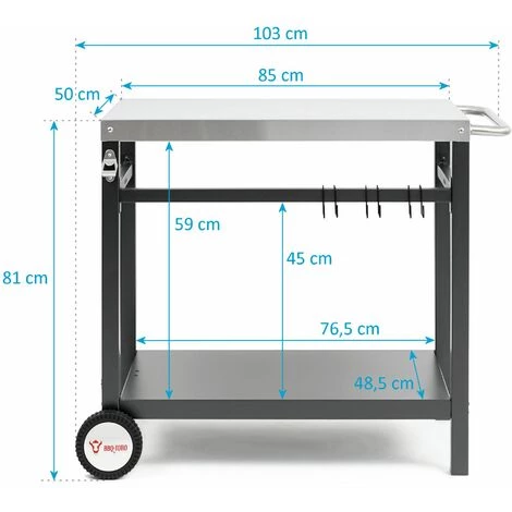 BBQ-Toro Chariot Pour Barbecue 85 X 50 X 81 Cm | Table D'appoint 3 BBQ-Toro Chariot Pour Barbecue 85 X 50 X 81 Cm | Table D'appoint – Image 3