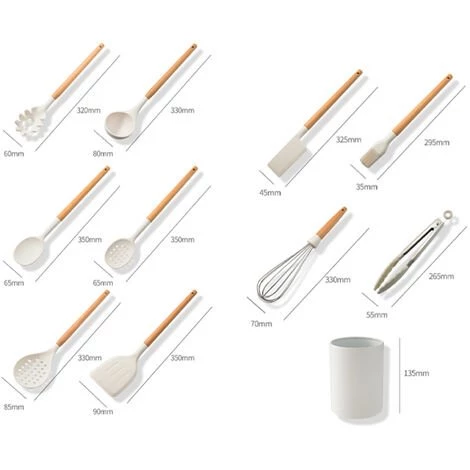 ASUPERMALL Batterie De Cuisine En Silicone De 10, Batterie De Cuisine Antiadhésive Résistante à La Chaleur Avec Manche En Bois, Y Compris Seau De Rangement 4 ASUPERMALL Batterie De Cuisine En Silicone De 10, Batterie De Cuisine Antiadhésive Résistante à La Chaleur Avec Manche En Bois, Y Compris Seau De Rangement – Image 4