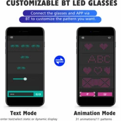 HAPPYSHOPPING SL004 Lunettes Lumineuses LED Polychromes Connexion Bluetooth / 31 Types D'animation / Texte DIY / Mode Musique 7 HAPPYSHOPPING SL004 Lunettes Lumineuses LED Polychromes Connexion Bluetooth / 31 Types D'animation / Texte DIY / Mode Musique -Accessoires de barbecue Soldes 28001002 3