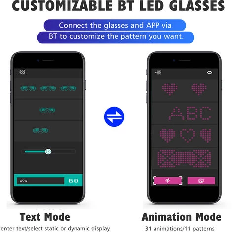 HAPPYSHOPPING SL004 Lunettes Lumineuses LED Polychromes Connexion Bluetooth / 31 Types D'animation / Texte DIY / Mode Musique 3 HAPPYSHOPPING SL004 Lunettes Lumineuses LED Polychromes Connexion Bluetooth / 31 Types D'animation / Texte DIY / Mode Musique – Image 3