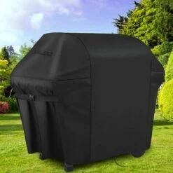 BRIDAY Housse Barbecue, Bache Barbecue, 600D Imperméable Double Couche Avec Boucle Fixe Bilatérale Réglable, Housse Pour Barbecue Weber, Étanche Housse Bâche De Protection BBQ (152cm/60inch)