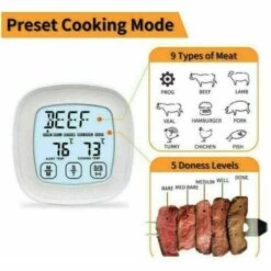 THSINDE Thermomètre De Cuisine Numérique, Avec Sonde Grand Écran LCD Minuteur Et Température Préréglée Thermomètres Pour Cuisson Au Four, Le Barbecue Et La Viande 8 THSINDE Thermomètre De Cuisine Numérique, Avec Sonde Grand Écran LCD Minuteur Et Température Préréglée Thermomètres Pour Cuisson Au Four, Le Barbecue Et La Viande -Accessoires de barbecue Soldes 28922517 4