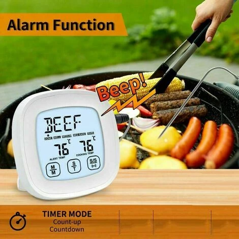 THSINDE Thermomètre De Cuisine Numérique, Avec Sonde Grand Écran LCD Minuteur Et Température Préréglée Thermomètres Pour Cuisson Au Four, Le Barbecue Et La Viande 5 THSINDE Thermomètre De Cuisine Numérique, Avec Sonde Grand Écran LCD Minuteur Et Température Préréglée Thermomètres Pour Cuisson Au Four, Le Barbecue Et La Viande – Image 5