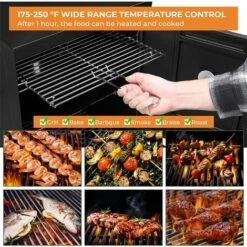 FIXKIT Barbecue à Charbon ;barbecue Fumeur Baril Fumant Gril Avec Thermomètre Et Poignée, Pour 5-10 Personnes, Pour Le Camping Et La Garden-party, 102 * 40.5 * 37.5 Cm, Grande Capacité, Noir, Carré 8 FIXKIT Barbecue à Charbon ;barbecue Fumeur Baril Fumant Gril Avec Thermomètre Et Poignée, Pour 5-10 Personnes, Pour Le Camping Et La Garden-party, 102 * 40.5 * 37.5 Cm, Grande Capacité, Noir, Carré -Accessoires de barbecue Soldes 29551754 4