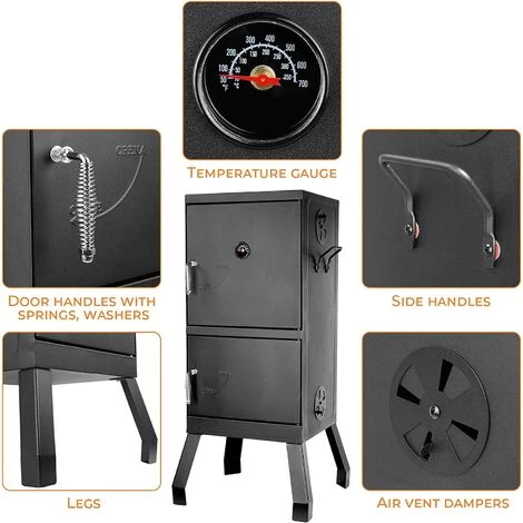 FIXKIT Barbecue à Charbon ;barbecue Fumeur Baril Fumant Gril Avec Thermomètre Et Poignée, Pour 5-10 Personnes, Pour Le Camping Et La Garden-party, 102 * 40.5 * 37.5 Cm, Grande Capacité, Noir, Carré 5 FIXKIT Barbecue à Charbon ;barbecue Fumeur Baril Fumant Gril Avec Thermomètre Et Poignée, Pour 5-10 Personnes, Pour Le Camping Et La Garden-party, 102 * 40.5 * 37.5 Cm, Grande Capacité, Noir, Carré – Image 5