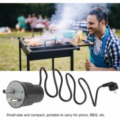 Kueatily Moteur Tourne Broche De Barbecue Moteur Eléctrique Camping En Aluminium Kit R?tissoire Barbecue Charge Nominale 0-24kg(EU Plug) -Accessoires de barbecue Soldes 30952339 5