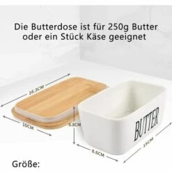 LITZEE Beurrier En Porcelaine Avec Couteau Et Couvercle En Bois Pour 250 G Blanc 16,5 X 10 X 7,5 Cm 7 LITZEE Beurrier En Porcelaine Avec Couteau Et Couvercle En Bois Pour 250 G Blanc 16,5 X 10 X 7,5 Cm -Accessoires de barbecue Soldes 32530078 3