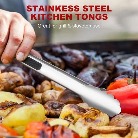 LONGZIMING Pince à Barbecue, Pinces De Cuisine En Acier Inoxydable, Avec Poignée Résistante à La Chaleur Pince, Pour Buffet Alimentaire, Salades, Grillades, Friture, Fruits, Patisserie, Set De 2, 9" Et 12" 2 LONGZIMING Pince à Barbecue, Pinces De Cuisine En Acier Inoxydable, Avec Poignée Résistante à La Chaleur Pince, Pour Buffet Alimentaire, Salades, Grillades, Friture, Fruits, Patisserie, Set De 2, 9" Et 12" – Image 2