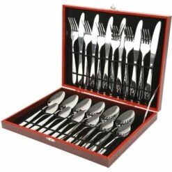 YONGQING Vaisselle Couverts 24 Pièces Couverts En Acier Inoxydable Pour 6 Personnes - Argent