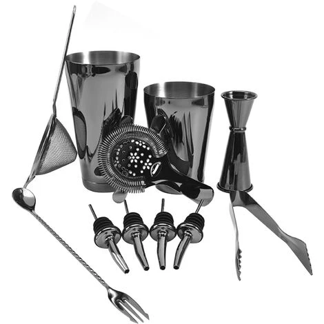 ASUPERMALL 11 Pcs Cocktail Shaker Set Avec Boston Shaker Cup Kit De Mixologie De Cocktail En Acier Inoxydable, Black Gun 11 Pcs - Black Gun 11 Pcs 1 ASUPERMALL 11 Pcs Cocktail Shaker Set Avec Boston Shaker Cup Kit De Mixologie De Cocktail En Acier Inoxydable, Black Gun 11 Pcs - Black Gun 11 Pcs