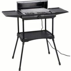 Excellent Electrics Barbecue électrique - Deux Tables D'appoint, Grille Chauffante, Plateau Supplémentaire - 2000 W - Noir