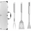 TODECO Lot D'Ustensiles Pour Barbecue, Set D'Ustensiles Bbq Pour Grillades - Matériau: Alliage En Aluminium - Matériel De L'étui: Alliage D'aluminium - Mallette En Aluminium, 3 Ustensiles En Acier Inoxydable