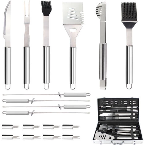 TODECO 18 Pcs Ustensiles Barbecue,Kit Barbecue En Acier Inoxydable, Outils Barbecue PortableMallette En Aluminium, Matériau: Alliage En Aluminium 1 TODECO 18 Pcs Ustensiles Barbecue,Kit Barbecue En Acier Inoxydable, Outils Barbecue PortableMallette En Aluminium, Matériau: Alliage En Aluminium