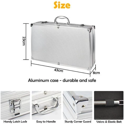 TODECO 18 Pcs Ustensiles Barbecue,Kit Barbecue En Acier Inoxydable, Outils Barbecue PortableMallette En Aluminium, Matériau: Alliage En Aluminium 4 TODECO 18 Pcs Ustensiles Barbecue,Kit Barbecue En Acier Inoxydable, Outils Barbecue PortableMallette En Aluminium, Matériau: Alliage En Aluminium – Image 4