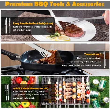TODECO 18 Pcs Ustensiles Barbecue,Kit Barbecue En Acier Inoxydable, Outils Barbecue PortableMallette En Aluminium, Matériau: Alliage En Aluminium 5 TODECO 18 Pcs Ustensiles Barbecue,Kit Barbecue En Acier Inoxydable, Outils Barbecue PortableMallette En Aluminium, Matériau: Alliage En Aluminium – Image 5