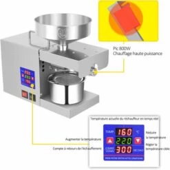 ASUPERMALL LTP333 610W Machine De Presse à Huile En Acier Inoxydable Avec Affichage Digital, Contrôle 0~300℃, 38Mm Port D'Alimentation, Convient Pour Le Soja, LArachide, Le Colza, LOlive Et Le Lin -Accessoires de barbecue Soldes 35250838 5