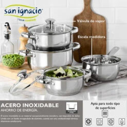 San Ignacio - Cuisine - Batterie 7 Pièces Phare Et Set 3 Poêles Ø16/Ø20/Ø24 Cm, Aluminium Pressé, Antiadhésif, Induction -Accessoires de barbecue Soldes 35327068 5