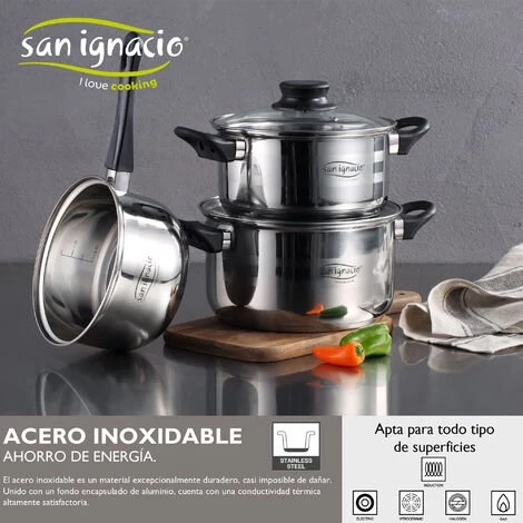 San Ignacio PK329 Set De 3 Poêles + Batterie De Cuisine 5 Pièces, Chromé 3 San Ignacio PK329 Set De 3 Poêles + Batterie De Cuisine 5 Pièces, Chromé – Image 3