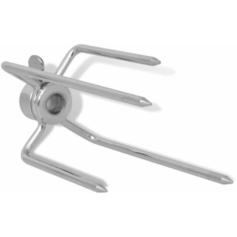 VidaXL Fourchettes De Broche 2 Pcs Acier - Argent 2 VidaXL Fourchettes De Broche 2 Pcs Acier - Argent – Image 2
