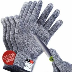 BRIDAY 4 PCS (M + L) Gants Résistants Aux Coupures Niveau 5 De Protection Pour La Cuisine, Mise à Niveau Des Gants Anti-coupure De Sécurité Pour La Coupe De Viande, La Sculpture Sur Bois, Le Tranchage à La Mandoline