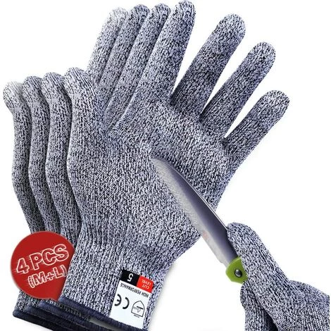 BRIDAY 4 PCS (M + L) Gants Résistants Aux Coupures Niveau 5 De Protection Pour La Cuisine, Mise à Niveau Des Gants Anti-coupure De Sécurité Pour La Coupe De Viande, La Sculpture Sur Bois, Le Tranchage à La Mandoline 1 BRIDAY 4 PCS (M + L) Gants Résistants Aux Coupures Niveau 5 De Protection Pour La Cuisine, Mise à Niveau Des Gants Anti-coupure De Sécurité Pour La Coupe De Viande, La Sculpture Sur Bois, Le Tranchage à La Mandoline